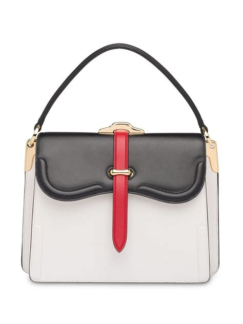 prada belle shoulder bag leather white multicolor|Prada adjustable shoulder handbags.